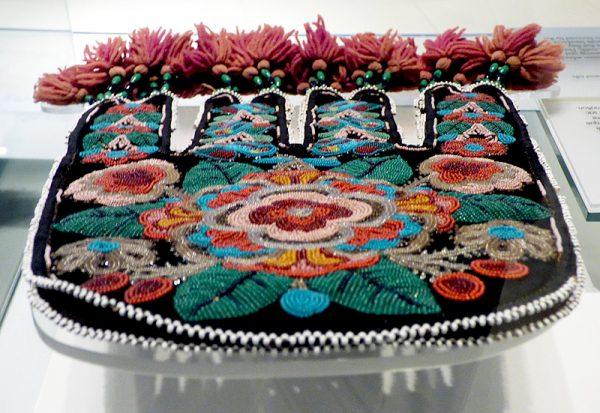 A beaded bag on display at the McCord Museum. (Manos Angelakis)