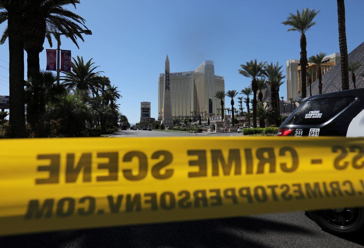 Police crime scene tape marks a perimeter outside the Luxor Las Vegas hotel and the Mandalay Bay Resort and Casino, following a mass shooting at the Route 91 Festival in Las Vegas, Nevada, U.S., (Mike Blake/Reuters)