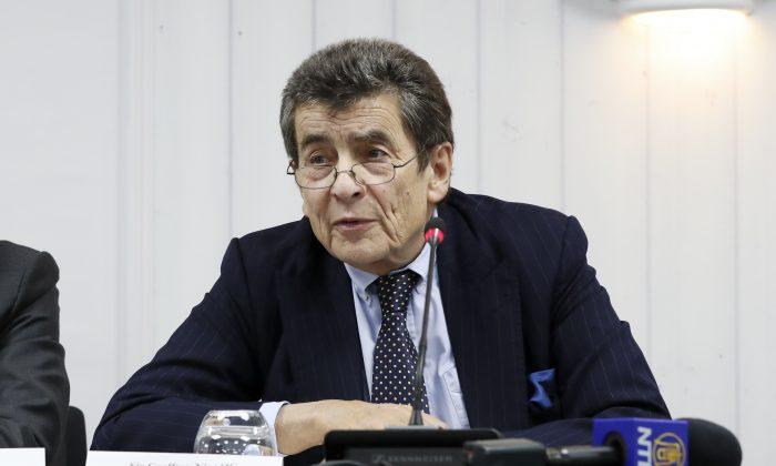 Sir Geoffrey Nice QC, chair of the China Tribunal into forced organ harvesting, on the first day of public hearings in London on Dec. 8, 2018. (Justin Palmer)