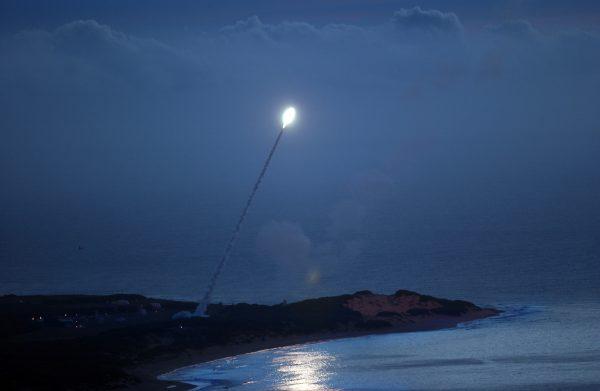 US Navy, a missile is launched from the Pacific Missile Range Facility (PMRF) to be intercepted as part of a Missile Defense Agency test in Kaui, Hawaii, on Nov. 6, 2007. (US Navy via Getty Images)