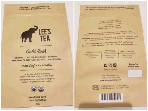 The Canadian Food Inspection Agency issued a Class 2 food recall warning for Lee's Tea gold rush loose leaf tea on March 27, 2019. (CFIA)