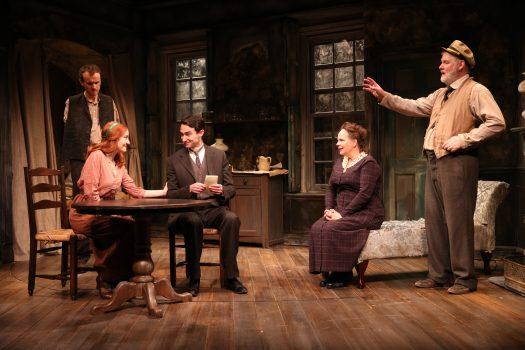 (L–R) Ed Malone, Sarah Street, James Russell, Maryann Plunkett, and Ciaran O'Reilly in “Juno and the Paycock.” (Carol Rosegg)