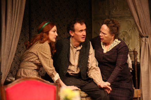 (L–R) Mary (Sarah Street), Johnny (Ed Malone), and their mother, Juno (Maryann Plunkett) in a scene from “Juno and the Paycock.” (Carol Rosegg)