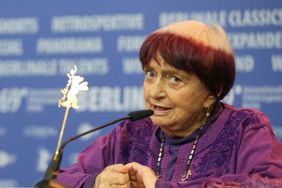 Agnes Varda is speaking at a press conference during the 69th Berlinale International Film Festival in Berlin, Germany, on Feb. 13, 2019. (Thomas Niedermueller/Getty Images)