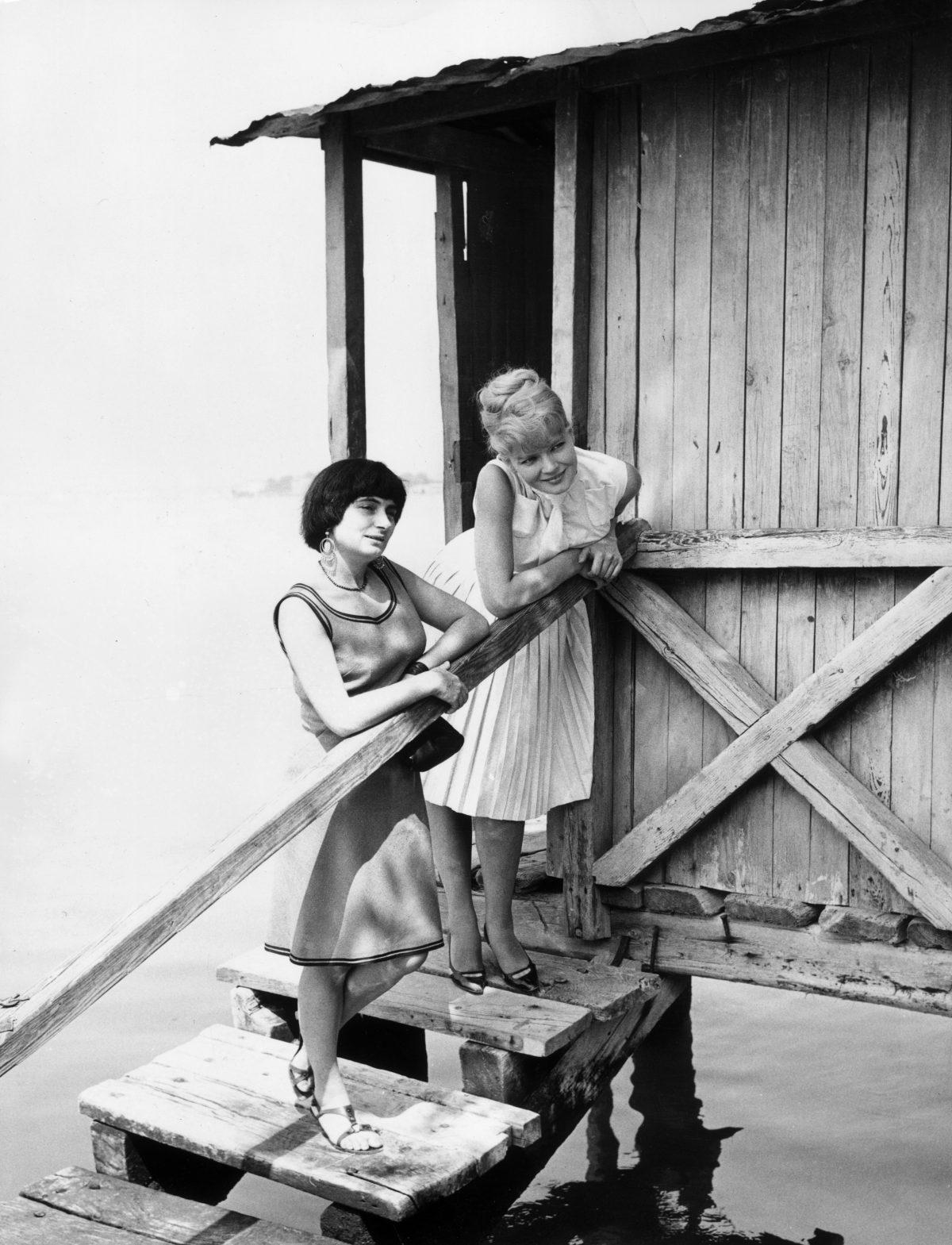 French director Agnes Varda (left) with the French actress Corinne Marchand who starred in Varda's film 'Cleo 5 a 7', at the Venice Film Festival in 1962. (Keystone/Getty Images)