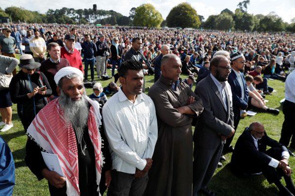 People attend the national remembrance service for victims of the mosque attacks, at Hagley Park in Christchurch, New Zealand, on March 29, 2019. (Jorge Silva/Reuters)