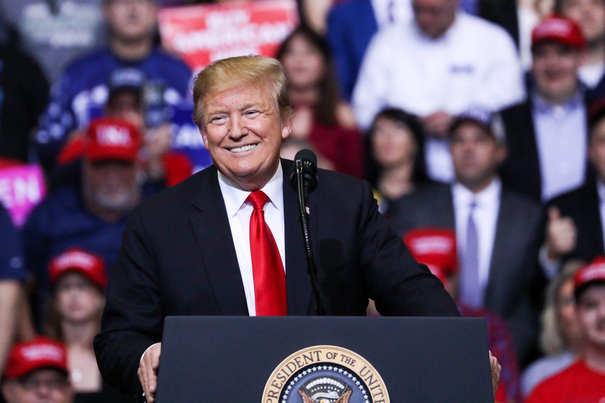 President Donald Trump at a MAGA rally in Grand Rapids, Mich., on March 28, 2019. (Charlotte Cuthbertson/The Epoch Times)