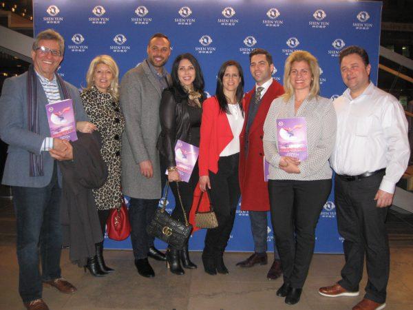 Tanya Artenosi (2nd R) and her companions after enjoying Shen Yun Performing Arts at Toronto's Four Seasons Centre for the Performing Arts on March 28, 2019. (NTD Television)