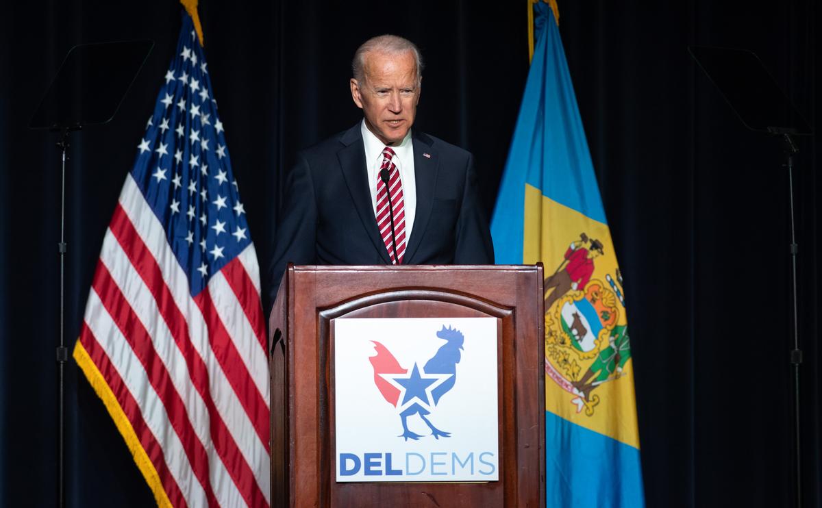 Former US Vice President Joe Biden speaks during the First State Democratic Dinner in Dover, Delaware, on March 16, 2019. (SAUL LOEB/AFP/Getty Images)