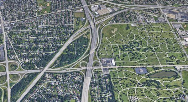 I-294 Illinois at the location where a 27-year-old woman was hit and killed on March 30, 2019. (Screenshot/Googlemaps)