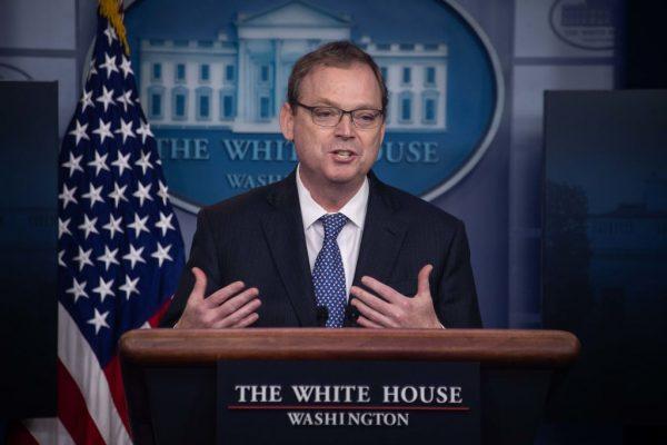 Kevin Hassett, chairman of the Council of Economic Advisers, speaks during a briefing at the White House on Sept. 10, 2018. (NICHOLAS KAMM/AFP/Getty Images)