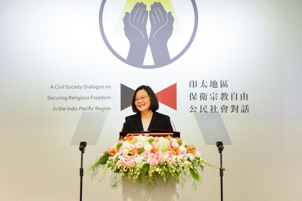 Taiwanese President Tsai Ing-wen speaks during the Indo-Pacific forum on religious freedom in Taipei on March 11, 2019. (Chris Stowers/AFP/Getty Images)