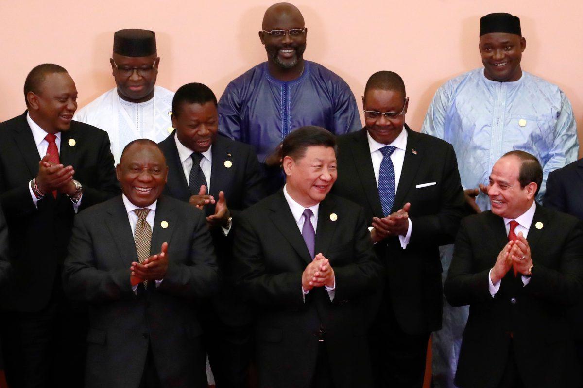 Chinese leader Xi Jinping (front C) poses with African leaders, including Malawi's President Arthur Peter Mutharika (2nd row, 2nd R), during the Forum on China-Africa Cooperation in Beijing on Sept. 3, 2018. (How Hwee Young/AFP/Getty Images)