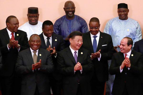 Chinese leader Xi Jinping (front C) poses with African leaders, including Malawi's President Arthur Peter Mutharika (2nd row, 1st R), during the Forum on China-Africa Cooperation in Beijing on Sept. 3, 2018. (How Hwee Young/AFP/Getty Images)