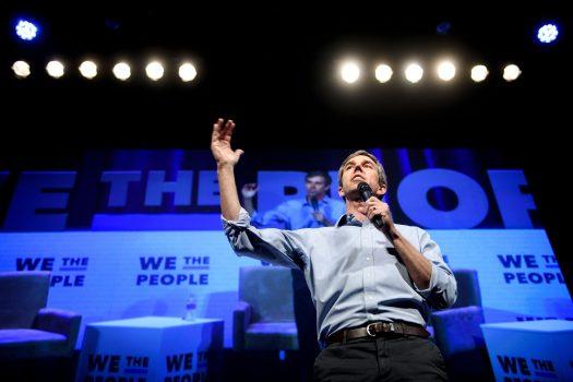 Beto O'Rourke, a 2020 U.S. presidential hopeful, speaks during the We the People gathering at the Warner Theatre on April 1, 2019, in Washington. (Brendan Smialowski/AFP/Getty Images)