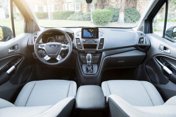 The front dashboard of the Transit Connect Passenger Wagon. (Courtesy of Ford)
