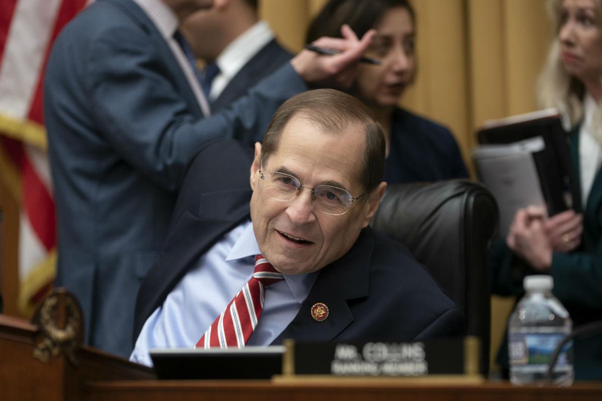 House Judiciary Committee Chairman Jerrold Nadler (D-N.Y.) passes a resolution to subpoena special counsel Robert Mueller's full report on Capitol Hill on April 3, 2019. (AP Photo/J. Scott Applewhite)