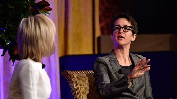 Honoree Andrea Mitchell (L) and Rachel Maddow speak onstage at The International Women's Media Foundation's 28th Annual Courage In Journalism Awards Ceremony at Cipriani 42nd Street in New York City, on Oct. 18, 2017. (Bryan Bedder/Getty Images for IWMF)
