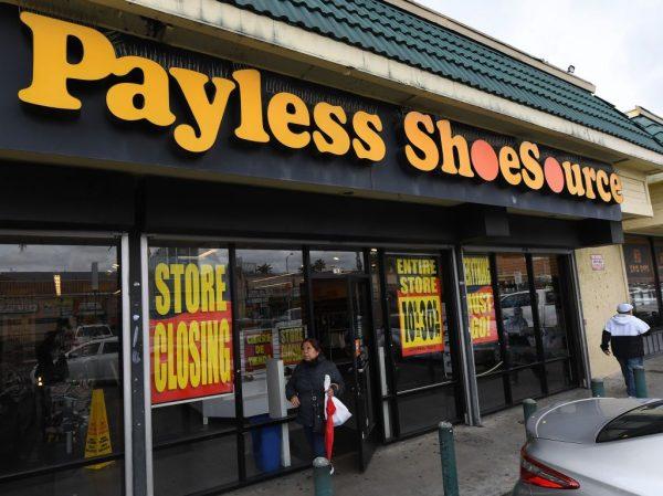 Customers leave a Payless Shoes store in Los Angeles, California on February 17, 2019 after the company announced it will close 2,100 of its locations in the United States and Puerto Rico by May. (Mark Ralston/AFP/Getty Images)