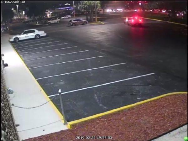 A vehicle authorities have identified as possibly being a Kia Soul is seen at the scene of the hit-and-run incident in Oakland Park, Florida, on Feb. 23, 2019. (Broward Sheriff’s Office)