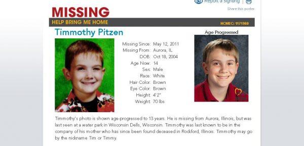 The National Center for Missing and Exploited Children has said Timmothy was last seen at a water park in Wisconsin. (National Center for Missing and Exploited Children)