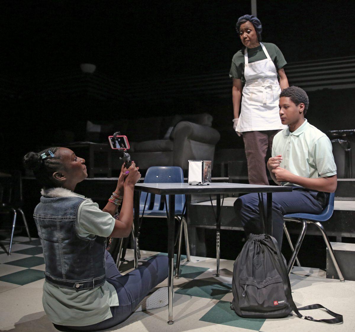 (L–R) Courtney Thomas, Brenda Pressley, and Jay Mazyck in a scene from “Surely Goodness and Mercy.” (Carol Rosegg)