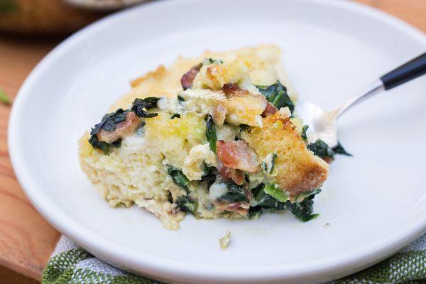 Bacon and brie strata for two. (Caroline Chambers)