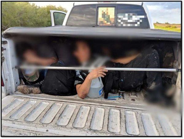 Illegal immigrants being trafficked in the back of a pickup truck, apprehended by CBP agents on Sep. 16, 2018. (U.S. Customs and Border Protection)