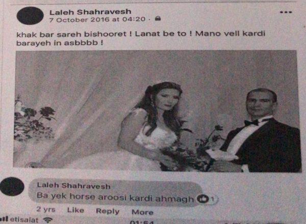 The comments in Parsi made by Laleh Shahravesh on Facebook on Oct 7, 2016. (Screenshot/Detained in Dubai)