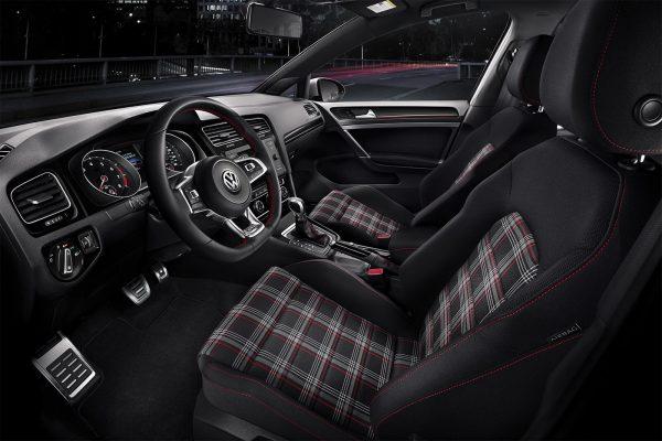Golf GTI interior with cloth seats. (Courtesy of Volkswagen)