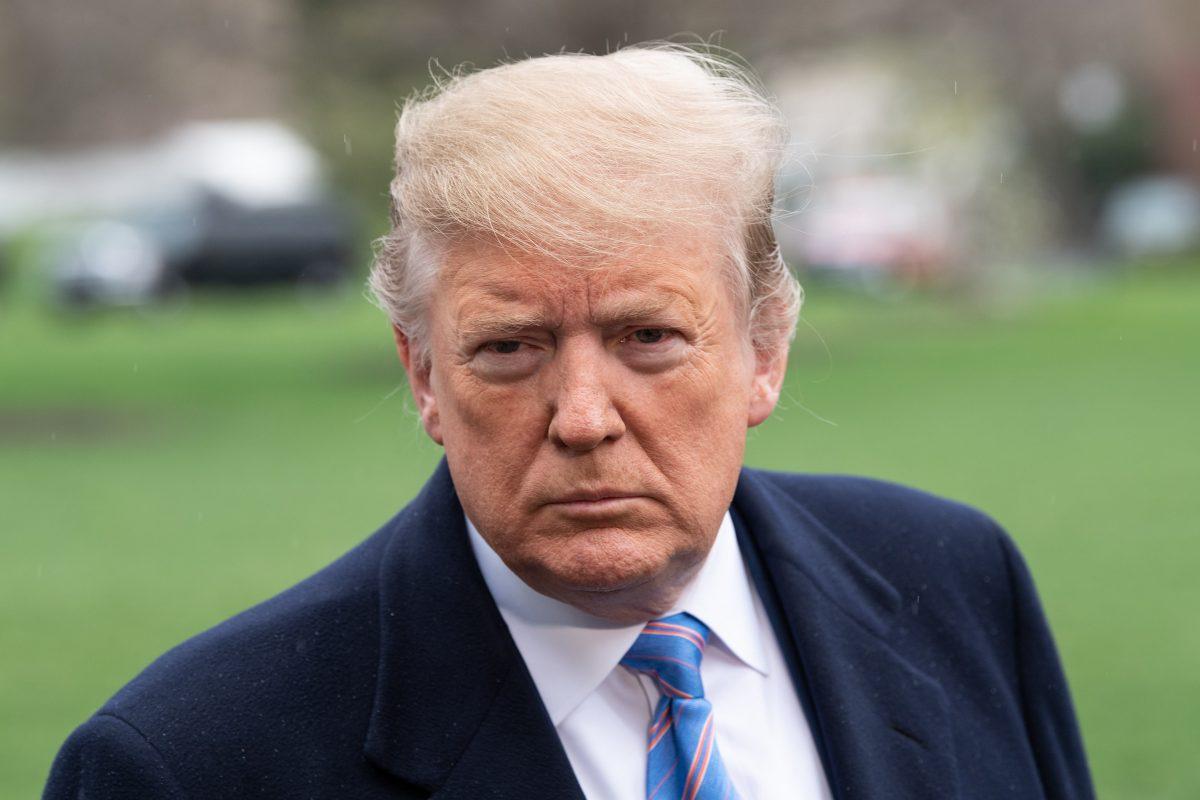 President Donald Trump speaks to the press as he departs the White House in Washington on April 5, 2019. (Nicholas Kamm/AFP/Getty Images)
