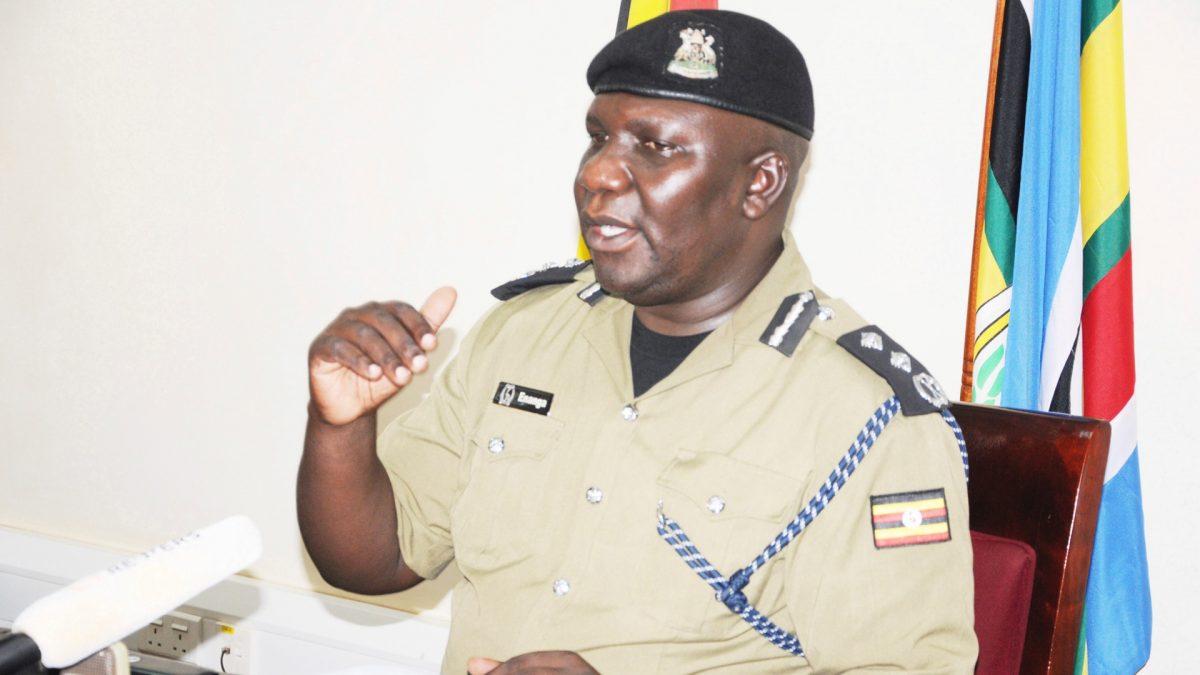 Police Spokesman Fred Enanga addressing a news Conference at the Police headquarters on April 8, 2019, breaking silence on the abduction of American tourist Kim Endicott and Ugandan tour guide Jean Paul Mirenge. (Ronald Kabuubi/AP Photo)