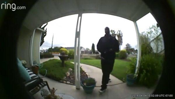 Suspect lurking outside Rand Street home in San Mateo, California, on April 4, 2019. (Ring.com)