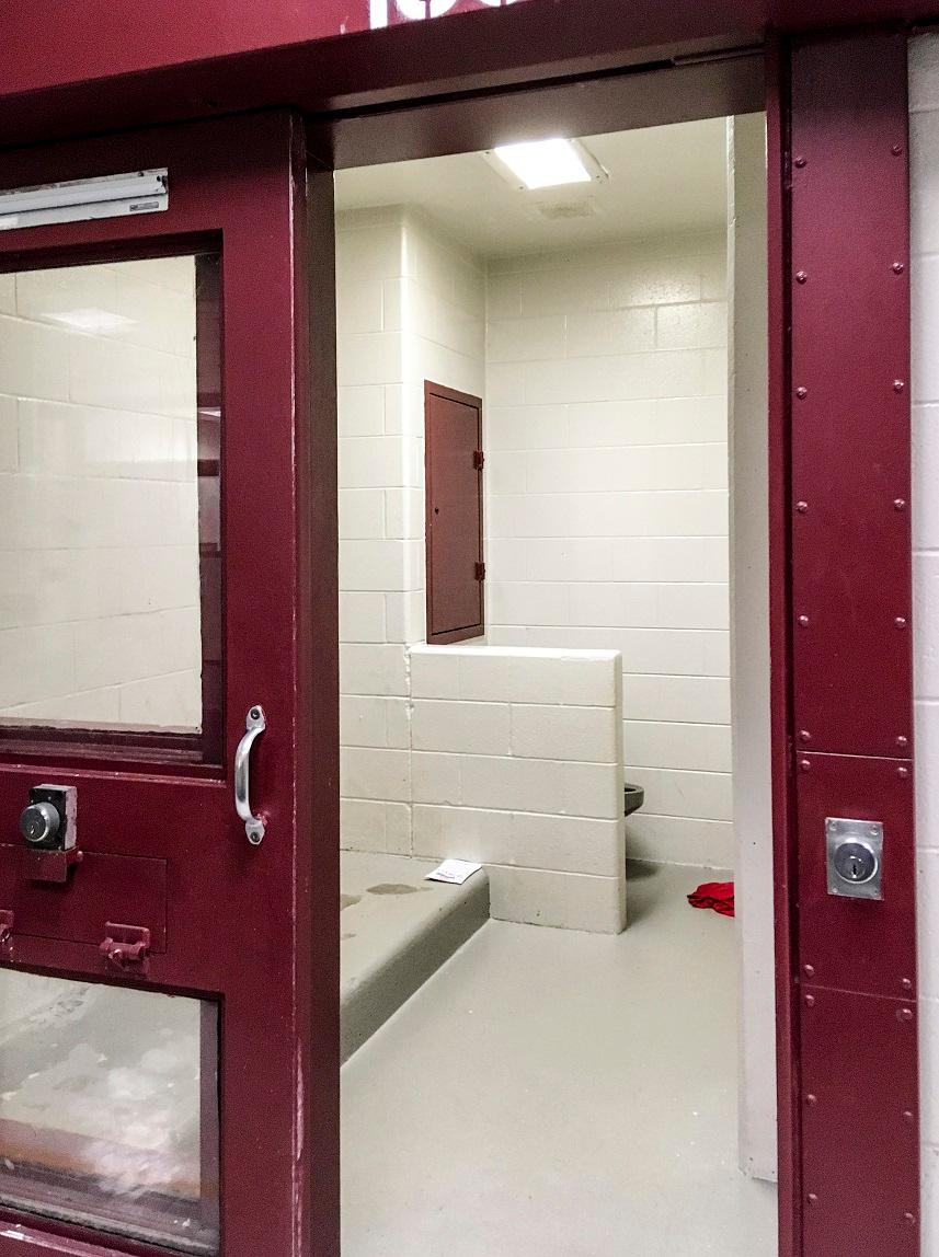 The open door of a cell in the Montgomery County Jail in Dayton, Ohio, on Dec. 8, 2017. (Charlotte Cuthbertson/The Epoch Times)