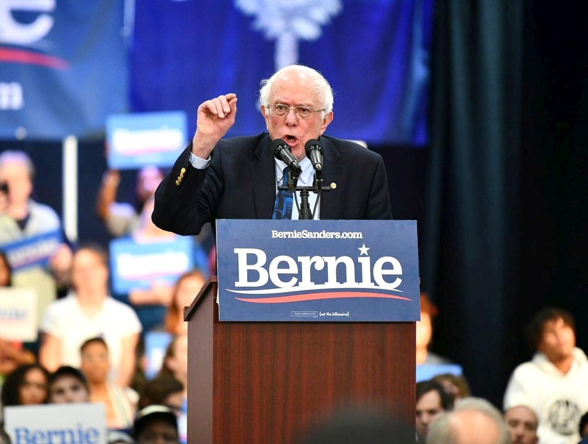 Vermont Sen. Bernie Sanders addresses a rally in North Charleston, S.C., on March 14. (AP Photo/Meg Kinnard)