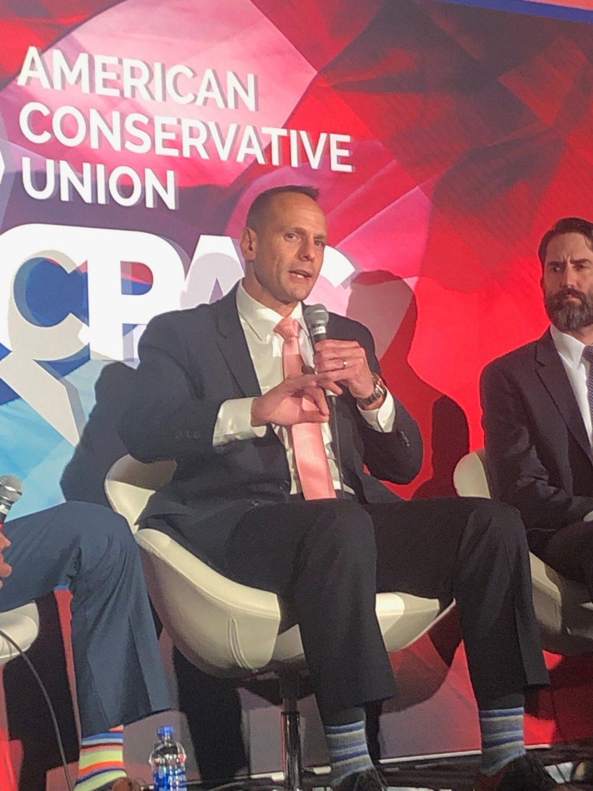 John Koufos speaks at the Conservative Political Action Conference in National Harbor, Md., on March 2, 2019. (Courtesy John Koufos)