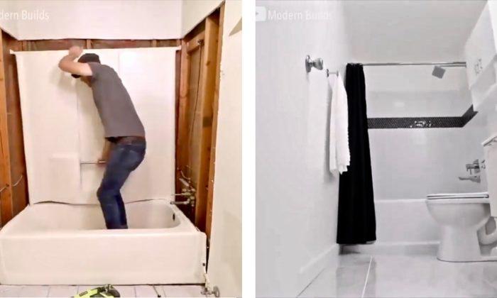 Watch This Guy Turns His Musty Bathroom Into a Shining and Glimmering New Place While Doing It Effortlessly