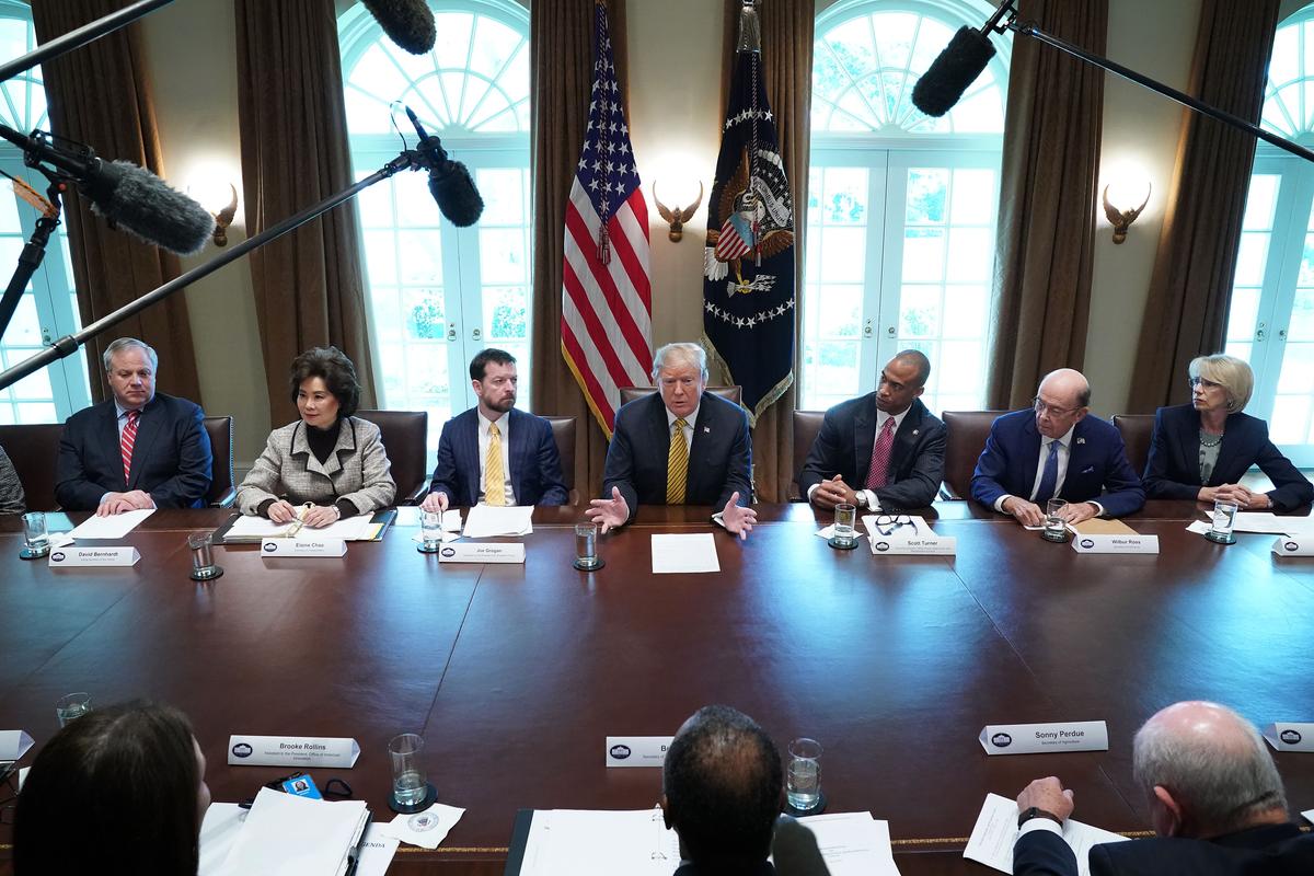 President Donald Trump makes remarks during the inaugural meeting of the White House Opportunity and Revitalization Council in the Cabinet Room at the White House April 4, 2019 in Washington. (Chip Somodevilla/Getty Images)