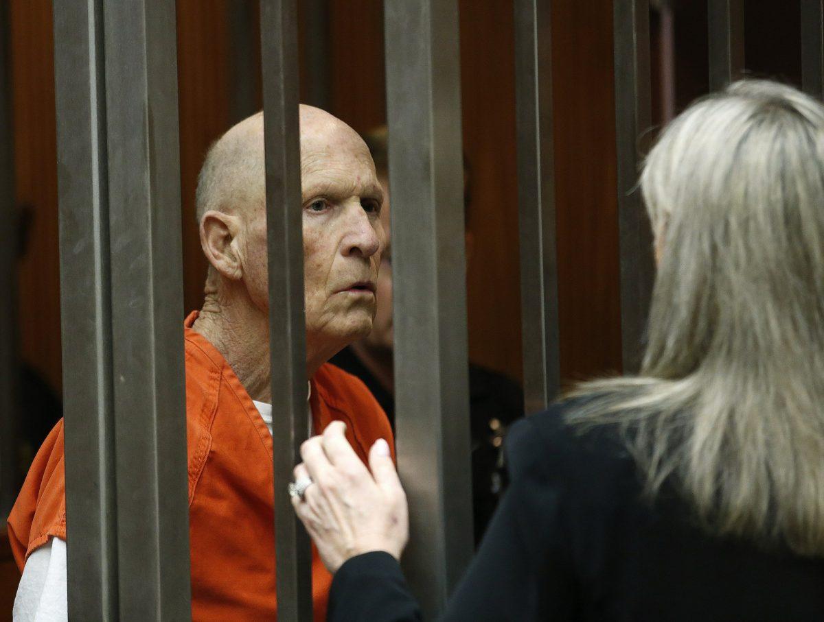 Joseph James DeAngelo, suspected of being the Golden State Killer, talks with his attorney, Diane Howard, in Sacramento County Superior Court after prosecutors announced they will seek the death penalty if he is convicted in his case, in Sacramento, Calif., on April 10, 2019. (Rich Pedroncelli/AP Photo)