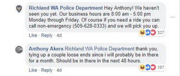 Akers then issued an absurd explanation and apology. (Richland Police Facebook)