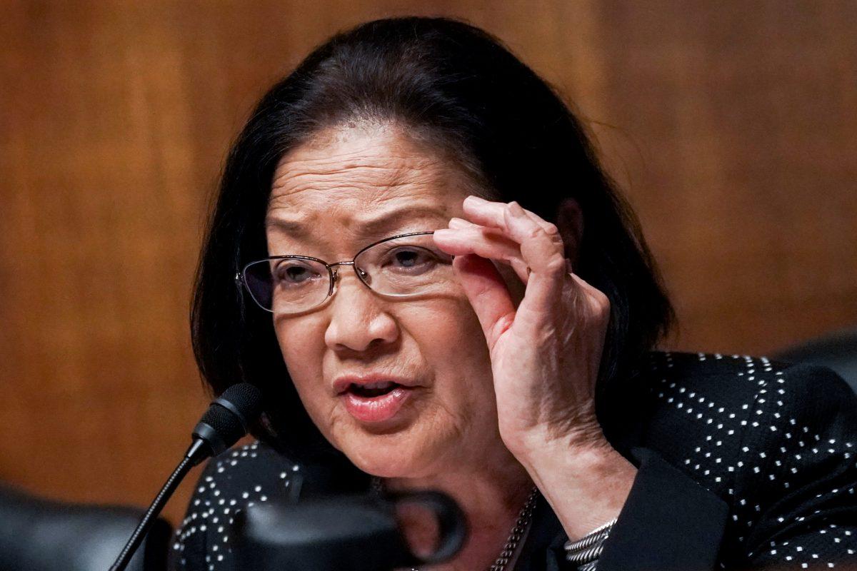 Sen. Mazie Hirono (D-Hawaii) at a Senate Judiciary Constitution Subcommittee hearing, titled "Stifling Free Speech: Technological Censorship and the Public Discourse" on Capitol Hill in Washington on April 10, 2019. (Jeenah Moon/Reuters)