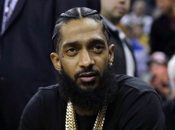 FILE—Rapper Nipsey Hussle at an NBA basketball game in Oakland, Calif., on March 29, 2018. (Marcio Jose Sanchez/AP Photo)
