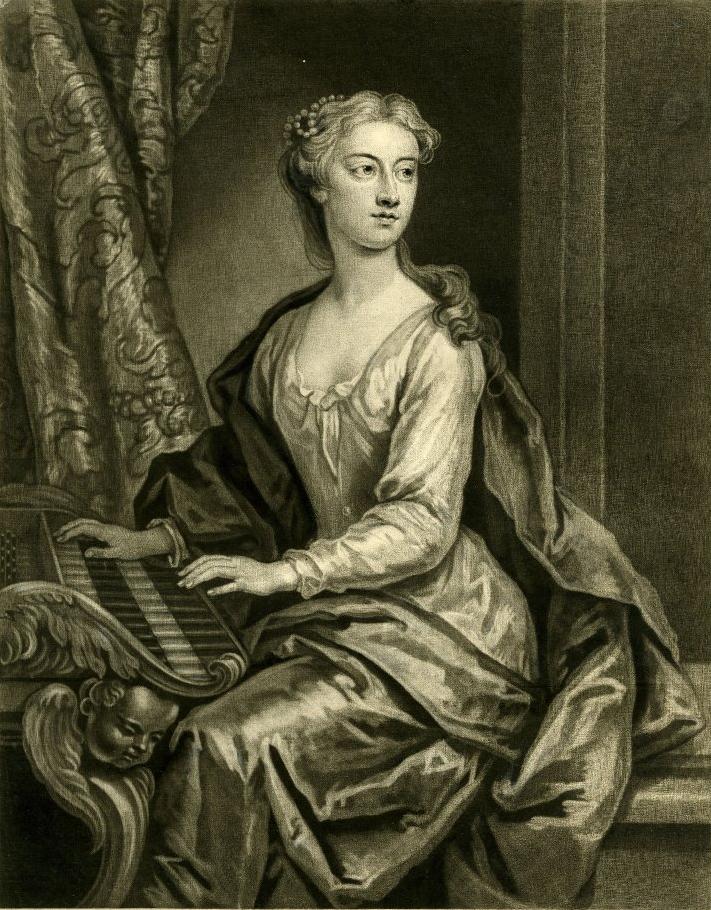 Mezzotint portrait of Anastasia Robinson by John Faber the Younger after the 1723 oil painting by John Vanderbank. (Public Domain)