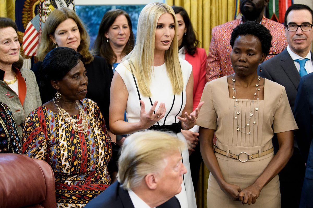 Ivanka Trump (C) speaks during an event to launch the Women's Global Development and Prosperity Initiative at the White House, in Washington, on Feb. 7, 2019. (Brendan Smialowski/AFP/Getty Images)