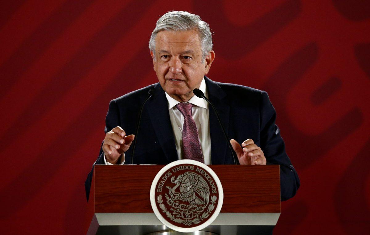 Mexico's President Andres Manuel Lopez Obrador during a news conference at the National Palace in Mexico City, Mexico, on April 15, 2019. (Edgard Garrido/Reuters)