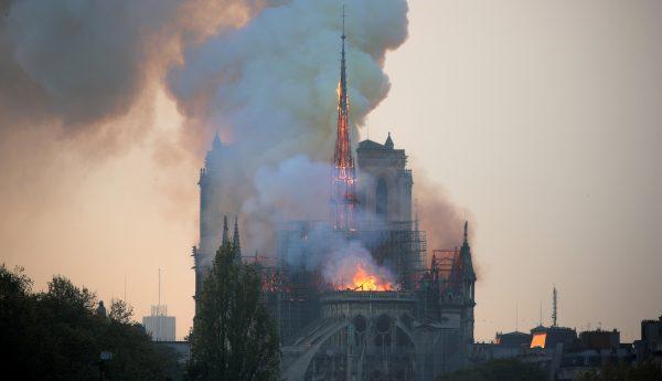 Smoke billows from Notre Dame Cathedral after a fire broke out, in Paris, France, on April 15, 2019. (Charles Platiau/Reuters)