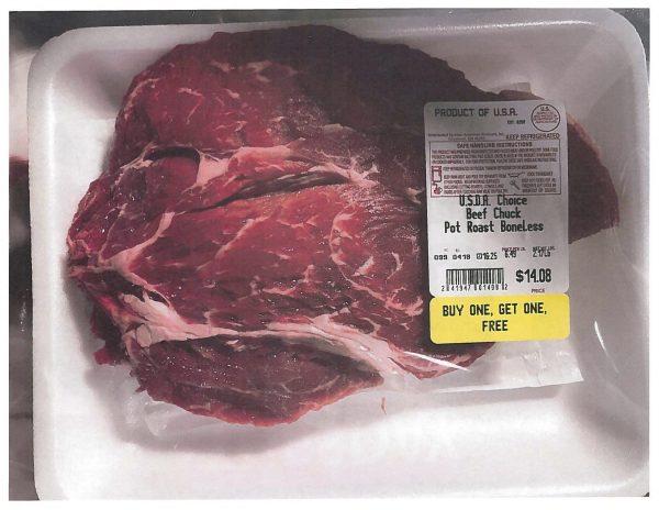 "U.S.D.A Choice Beef Chuck Pot Roast Boneless" processed by Denver Processing LLC subject to the USDA recall announced April 12, 2019. (USDA)