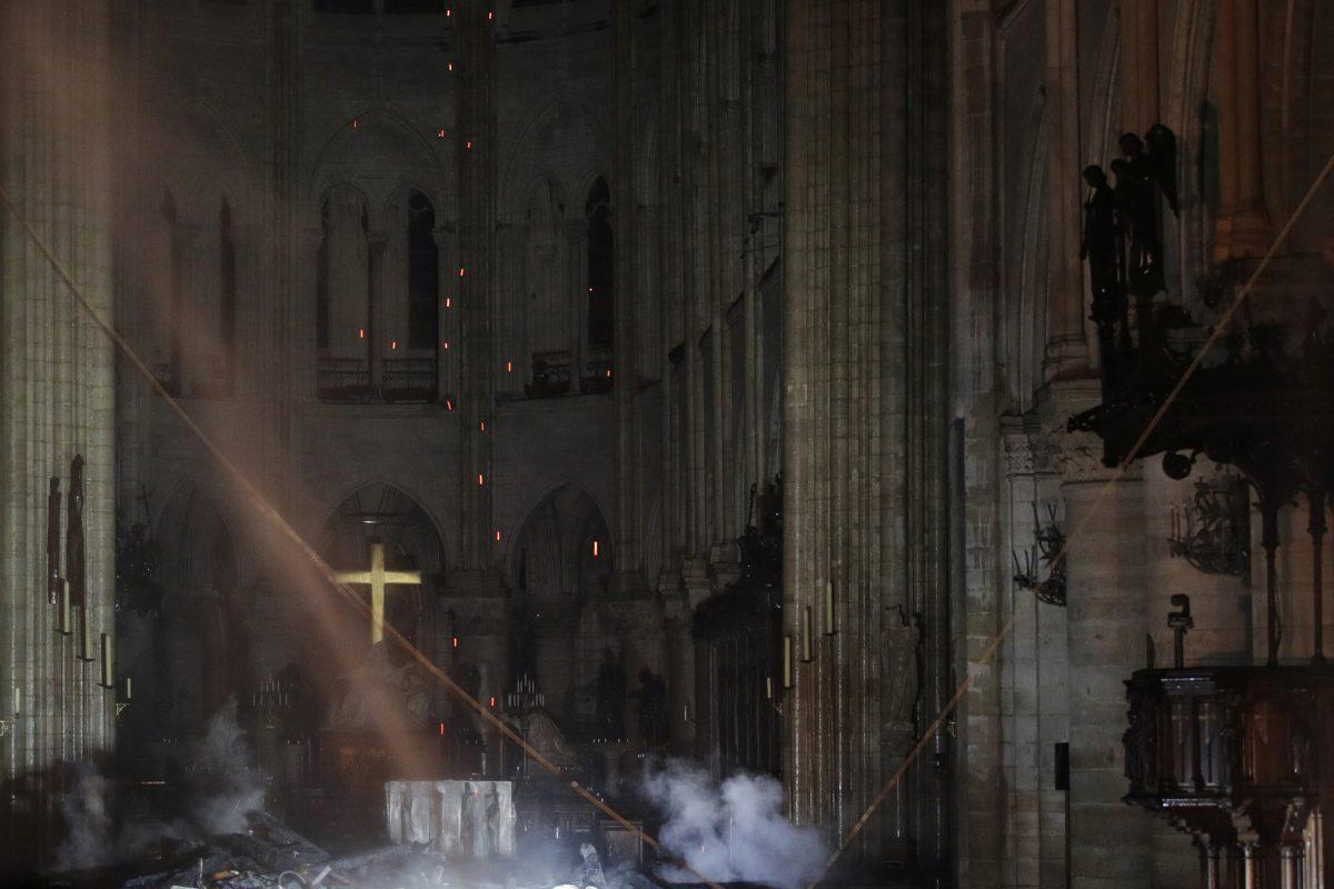 Smoke rises inside the Notre Dame Cathedral as a fire continues to burn in Paris, France, on April 16, 2019. (Philippe Wojazer/Reuters)