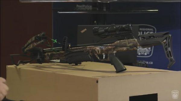 A high-powered crossbow of the type used in the attack, on Nov. 4, 2018. (Peel Regional Police)