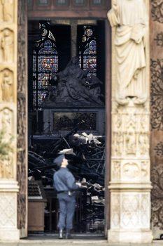 The interior of the Notre Dame Cathedral is seen through a doorway following a major fire, on April 16, 2019, in Paris. Dan Kitwood/Getty Images